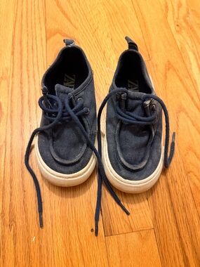 Zara Navy Canvas Toddler Sneakers with White Sole